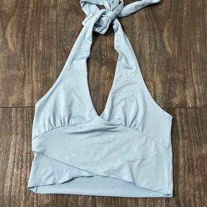 Baby Blue cropped halter top Size S